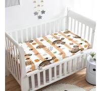 Morbuy Crib Sheets, 3D Squirrel Print Cot Bed Sheets, Soft Breathable Microfiber Moses Basket Sheets, Cot Sheets for Boy and Girl, Durable Easy Care Crib Sheets (Stripe,120x60cm)