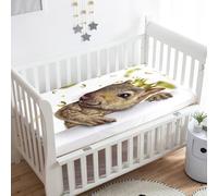 Morbuy Crib Sheets, 3D Squirrel Print Cot Bed Sheets, Soft Breathable Microfiber Moses Basket Sheets, Cot Sheets for Boy and Girl, Durable Easy Care Crib Sheets (White,85x51cm)