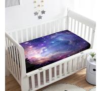 Morbuy Crib Sheets, 3D Starry Sky Print Cot Bed Sheets, Soft Breathable Microfiber Moses Basket Sheets, Cot Sheets for Boy and Girl, Durable Easy Care Crib Sheets (B,95x65cm)