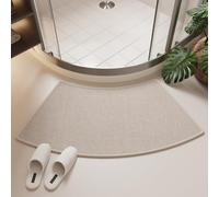 Morbuy Curved Bath Mat for Quadrant Shower (Beige,40x75cm)