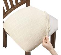 Morbuy Diamond Grid Chair Covers Set of 1/2/4/6, Removable Dining Chair Seat Covers, Washable Anti-Dust Slipcover, High Stretch Slipcovers Protector for Banquet, Kitchen, Party (Beige,Set of 2)