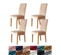 Morbuy Dining Chair Covers Set of 2/4/6, Crushed Velvet Chair Covers Stretch Dining Chair Slipcovers, Removable Washable High Back Chair Protector Covers for Hotel,Ceremony (6pc,Champagne)