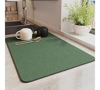 Morbuy Dish Drying Mat for Counter, 30x40cm Kitchen Quick-Drying Absorbent Draining Mat, Coffee Machine Mat Protector Non-Slip Washable Nanofiber Diatomaceous Sink Drainer Mat for Dishes Bar (Green)