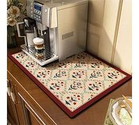 Morbuy Dish Drying Mat Kitchen, Coffee Mat Anti Slip Dish Drying Pad Absorbent Diatomaceous Earth for Coffee Machine Kitchen Counter Draining Sink -Red Tile Pattern, 30 x 40cm