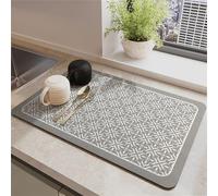 Morbuy Dish Drying Mat Modern Minimalist Kitchen Drainer Mat, Absorbent Non Slip Washable Quick Dry Nanofiber Diatomaceous Earth Draining Mat Placemat Bathroom Sink Mats (Gray C,30x40cm)