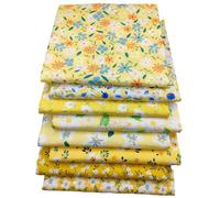 Morbuy DIY Fabric, 8 PC Fat Quarters, Yellow Daisy Series Cotton Material for Sewing, Soft Precut Quilting Fabric for Sewing, Patchwork, Tablecloth, DIY Crafts, Scrapbooking (Yellow,40x50cm)