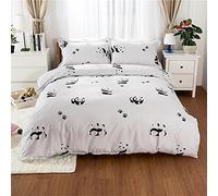 Morbuy Duvet Cover Bedding Set Panda Daisy Ice Cream Lovely Printed Style, 2 x Pillowcases 1 x Quilt Case for Kids Child Teens Adult Single Double King Size Bed(Double-200x200CM, panda)