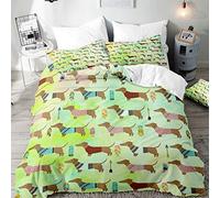 Morbuy Duvet Cover Set for Single Double Super King Size Bed, 3D Dachshund Printed Microfiber Bedding Sets Duvet Set with Pillowcases and Quilt case (Bohemian Feather,Single-135x200cm)
