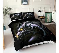Morbuy Duvet Cover Set for Single Double Super King Size Bed, 3D Fantasy Dragon Printed Microfiber Bedding Sets Duvet Set with Pillowcases and Quilt case (Silver Dragon,Double-200x200cm)