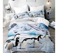 Morbuy Duvet Cover Set for Single Double Super King Size Bed, 3D Penguin Printed Microfiber Bedding Sets Duvet Set with Pillowcases and Quilt case (Penguin Family,King-220x230cm)