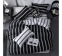 Morbuy Duvet Cover Sets, Duvet Cover & Pillowcase Set Bedding Bedding Bedroom 3Pcs 2 x Pillowcases 1 x Quilt Case for Single Double King Size Bed (Double-200x200CM, Black and white vertical bars)