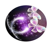Morbuy Elastic Edged Round Tablecloth for Circular Table, 3D Butterfly Waterproof Table Cloths Stain Resistant Dust-Proof Wipeable Stretch Table Cover for Home Party Dinning (90cm,Purple)