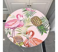 Morbuy Elastic Edged Round Tablecloth for Circular Table, 3D Flamingo Waterproof Table Cloths Stain Resistant Dust-Proof Wipeable Stretch Table Cover for Home Party Dinning (Pineapple,150cm)