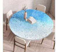 Morbuy Elastic Fitted Round Tablecloth, Table Cloths Colorful Stain Resistant Stretch Table Protector Cover for Home Coffee Restaurant Dining Picnic (Blue,80cm)