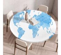 Morbuy Elastic Fitted Round Tablecloth, Table Cloths Stain Resistant Stretch Table Protector Cover for Home Coffee Restaurant Dining Picnic -Watercolor (Earth,60cm)