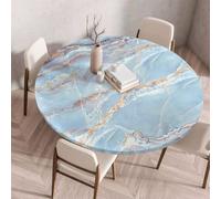Morbuy Elastic Fitted Round Tablecloth, Table Cloths Stain Resistant Stretch Table Protector Cover for Home Coffee Restaurant Dining Picnic -Watercolor (Blue,170cm)