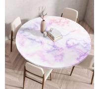 Morbuy Elastic Fitted Round Tablecloth, Table Cloths Stain Resistant Stretch Table Protector Cover for Home Coffee Restaurant Dining Picnic -Watercolor (Purple,180cm)