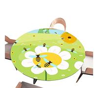 Morbuy Elastic Round Table Cloth, 3D Print Tablecloth Waterproof Table Cloths Wipeable Stain Resistant Dust-Proof Table Cover for Kitchen Dinning Home Party (Yellow Bee,Diameter 100cm)