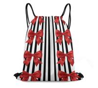 Morbuy Elegant Bow Pattern Waterproof Drawstring Bags (Black) | Running Gym Bag for Women Men, Lightweight Backpacks, Swimming Bag for Sports, School, Travel, Beach Storage Organization