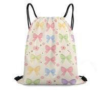 Morbuy Elegant Bow Pattern Waterproof Drawstring Bags (Multicolor) | Running Gym Bag for Women Men, Lightweight Backpacks, Swimming Bag for Sports, School, Travel, Beach Storage Organization