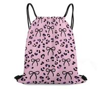 Morbuy Elegant Bow Pattern Waterproof Drawstring Bags (Pink) | Running Gym Bag for Women Men, Lightweight Backpacks, Swimming Bag for Sports, School, Travel, Beach Storage Organization