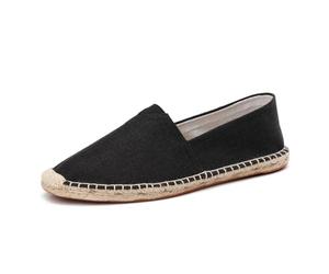 Morbuy Espadrilles Man Flat Closed Toe Size 5-10, Slip-on Canvas Round Toe Espadrilles Man's Casual Comfort Breathable Ladies Flats Shoes - Easy to Wear All Day (10,9015 Black)