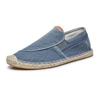 Morbuy Espadrilles Man Flat Closed Toe Size 6.5-10, Slip-on Canvas Round Toe Espadrilles Man's Casual Comfort Breathable Ladies Flats Shoes - Easy to Wear All Day (6.5,Blue)
