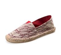 Morbuy Espadrilles Women Flat Closed Toe Size 5-10, Slip-on Canvas Round Toe Espadrilles Women's Casual Comfort Breathable Ladies Flats Shoes - Easy to Wear All Day (MB17-Red Graffiti,6.5)