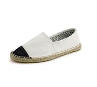 Morbuy Espadrilles Women Flat Closed Toe Size 5-10, Slip-on Canvas Round Toe Espadrilles Women's Casual Comfort Breathable Ladies Flats Shoes Two Color - Easy to Wear All Day (White,5)
