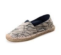 Morbuy Espadrilles Women Flat Closed Toe Size 5-10, Slip-on Canvas Round Toe Espadrilles Women's Casual Comfort Breathable Ladies Flats Shoes - Easy to Wear All Day (MB17-Blue Graffiti,6.5)