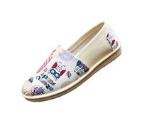 Morbuy Espadrilles Women Flat Closed Toe Size 5-7.5, Slip-on Canvas Round Toe Espadrilles Women's Casual Comfort Breathable Ladies Flats Shoes, Printed - Easy to Wear All Day (Cartoon,7.5)