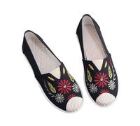 Morbuy Espadrilles Women Flat Closed Toe Size 5-8, Slip-on Canvas Round Toe Espadrilles Women's Casual Comfort Breathable Cute Ladies Flats Shoes, Easy to Wear All Day, Printed (Black,8)