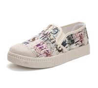 Morbuy Espadrilles Women Flat Closed Toe, Slip-on Round Toe Espadrilles Women's Casual Comfort Breathable Ladies Flats Shoes, Easy to Wear All Day 35-40 EU (Red Graffiti,6.5)