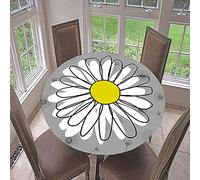 Morbuy Fitted Round Tablecloth for Circular Table, 3D Daisy Round Table Cloths Waterproof Wipeable Stain Resistant Table Cover for Kitchen Garden Party (Grey,Diameter 170cm)