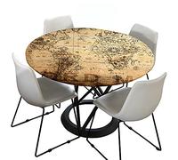 Morbuy Fitted Round Tablecloth for Circular Table, 3D World Printed Table Cloths Waterproof Stain Resistant Dust-Proof Wipeable Table Cover for Home Kitchen Party (Navigation,Diameter 200cm)