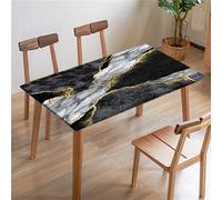 Morbuy Fitted Table Cover Rectangle, Marble Print Waterproof Rectangular Square Tablecloth Elastic Edged Fitted, Stain Resistant Fitted Picnic Outdoor Table Cloth (110x110cm,Dark Gray)