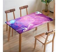 Morbuy Fitted Table Cover Rectangle, Purple Series Marble 3D Print Waterproof Rectangular Square Tablecloth Elastic Edged Fitted, Stain Resistant Picnic Outdoor Table Cloth (80x80cm,Style 1)