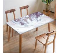 Morbuy Fitted Table Cover Rectangle, Purple Series Marble 3D Print Waterproof Rectangular Square Tablecloth Elastic Edged Fitted, Stain Resistant Picnic Outdoor Table Cloth (80x80cm,Style 4)