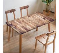 Morbuy Fitted Table Cover Rectangle, Wooden Board Print Waterproof Rectangular Square Tablecloth Elastic Edged Fitted, Stain Resistant Fitted Picnic Outdoor Table Cloth (170x95cm,Vintage Style)