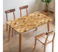 Morbuy Fitted Table Cover Rectangle, Wooden Board Print Waterproof Rectangular Square Tablecloth Elastic Edged Fitted, Stain Resistant Fitted Picnic Outdoor Table Cloth (95x95cm,Wood Block)