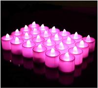 Morbuy Flameless LED Tea Lights, 24PC Battery Operated LED Candle Perfect for Valentines Day Halloween Christmas Votive Romance Birthday Decoration (Pink)