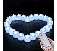 Morbuy Flameless LED Tea Lights, Remote Control 24PC Battery Operated LED Candle Perfect for Valentines Day Halloween Christmas Votive Romance Birthday Decoration (White)