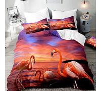 Morbuy Flamingo Duvet Cover Set for Single Double Super King Size Bed, 3D Printed Microfiber Bedding Sets Duvet Set with Pillowcases and Quilt case (Flame Sky,Double-200x200cm)