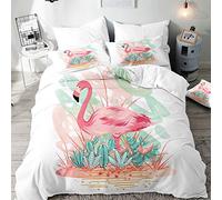 Morbuy Flamingo Duvet Cover Set for Single Double Super King Size Bed, 3D Printed Microfiber Bedding Sets Duvet Set with Pillowcases and Quilt case (Cactus Flamingo,Single-135x200cm)