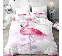 Morbuy Flamingo Duvet Cover Set for Single Double Super King Size Bed, 3D Printed Microfiber Bedding Sets Duvet Set with Pillowcases and Quilt case (Watercolor Purple,180x220cm)