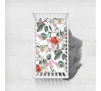 Morbuy Floral Print Next to Me Crib Sheets, Soft Microfiber Moses Basket Sheets, Breathable Cot Bed Sheets, Travel Cot Sheets for Boy and Girl, Easy Care Crib Sheets (Leaves,95x65cm)