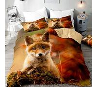 Morbuy Fox Print Duvet Cover Set for Single Double Super King Size Bed, 3D Printed Microfiber Bedding Sets Duvet Set with Pillowcases and Quilt case (Autumn Fox,King-220x230cm)