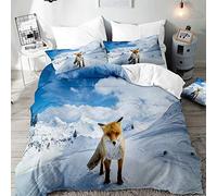 Morbuy Fox Print Duvet Cover Set for Single Double Super King Size Bed, 3D Printed Microfiber Bedding Sets Duvet Set with Pillowcases and Quilt case (Winter Fox,King-220x230cm)
