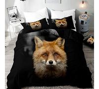 Morbuy Fox Print Duvet Cover Set for Single Double Super King Size Bed, 3D Printed Microfiber Bedding Sets Duvet Set with Pillowcases and Quilt case (Black Fantasy,King-220x230cm)