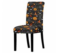 Morbuy Halloween Chair Covers for Dining Chairs Set of 1/4/6/10, Chair Covers Elastic Stretch High Back Chair Slipcovers Removable Washable Chair Protector (Spider Web,4 PCS)